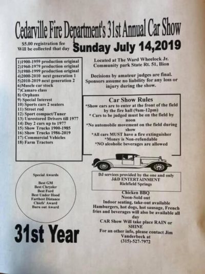 Cedarville VFD Car Show 2019