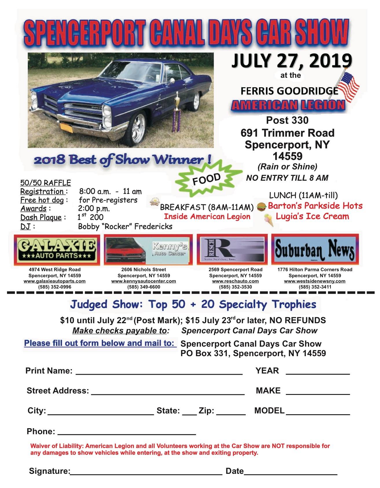 2019 Spencerport Canal Days Car Show